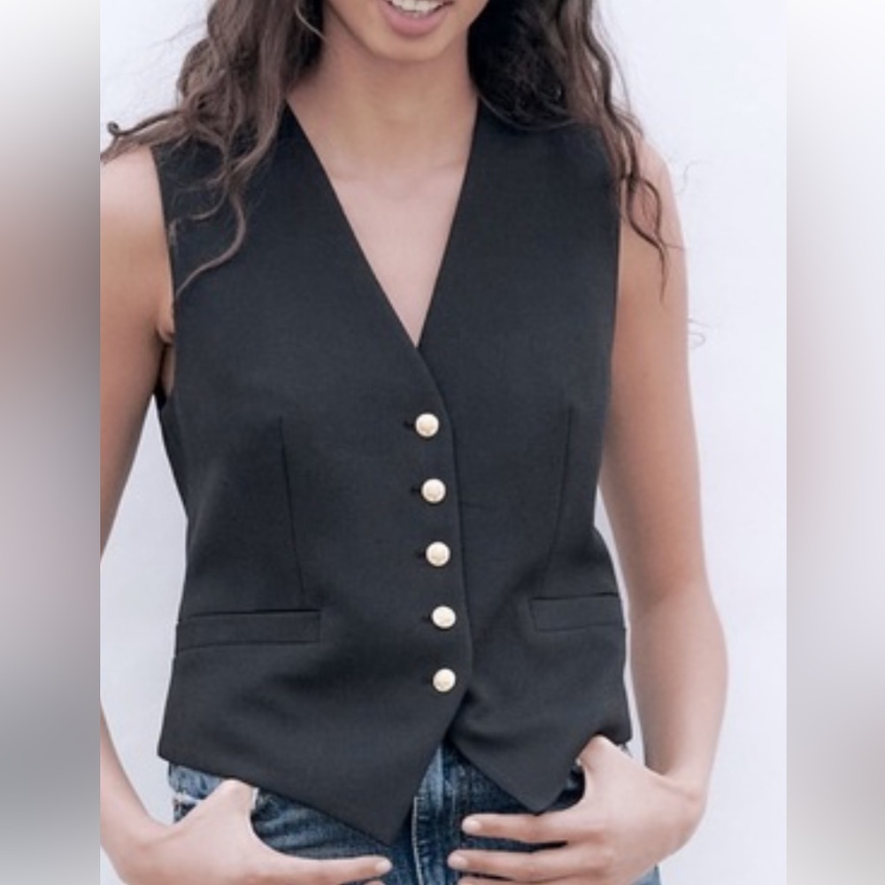 Black Vest with Gold Buttons